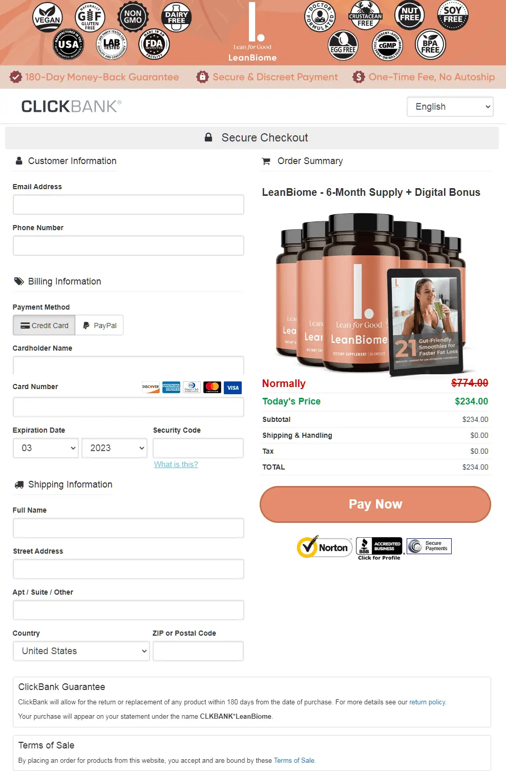 Leanbiome buy now button 